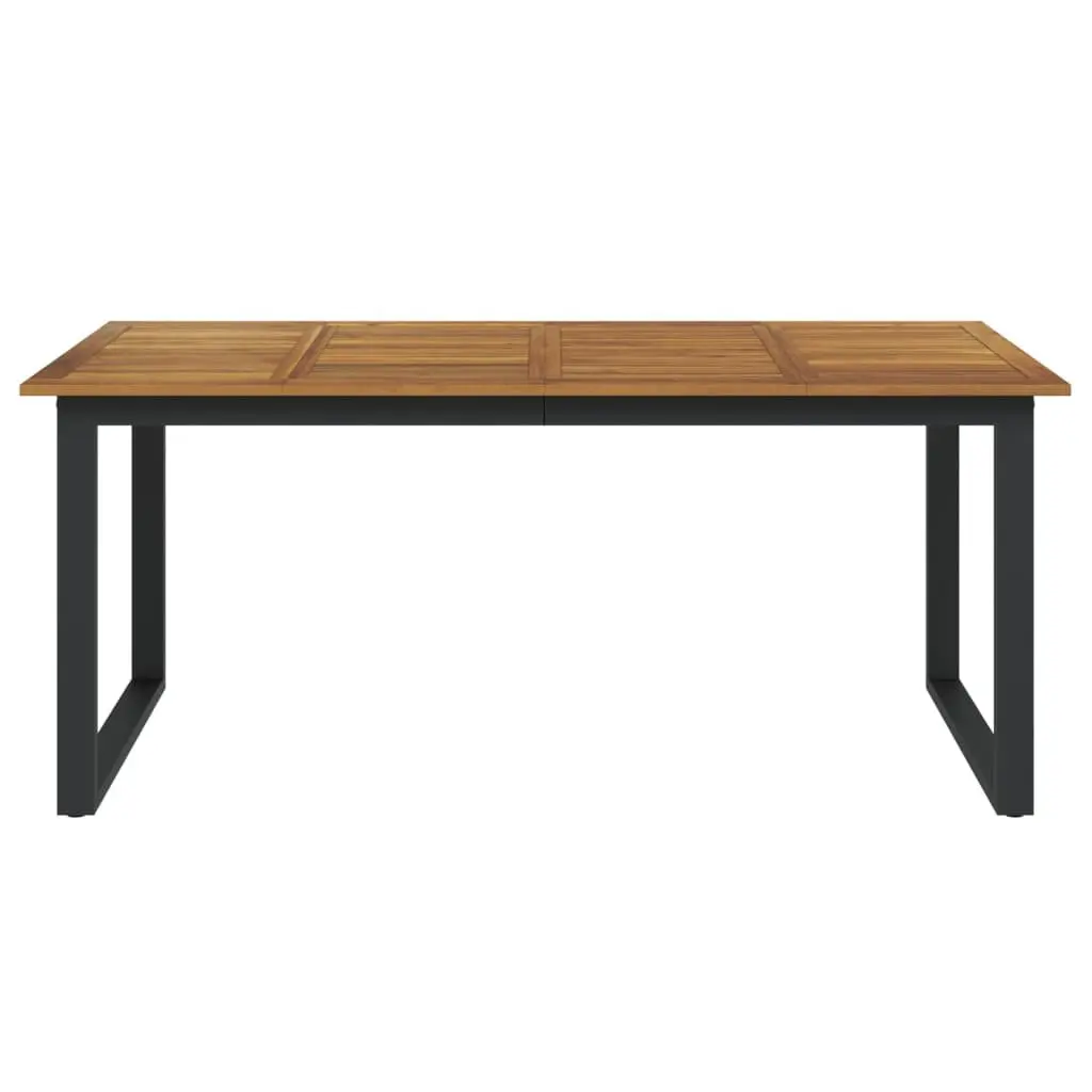Garden Dining Table Solid Acacia Wood 180 x 90 x 75 cm Brown U-shaped Metal Legs