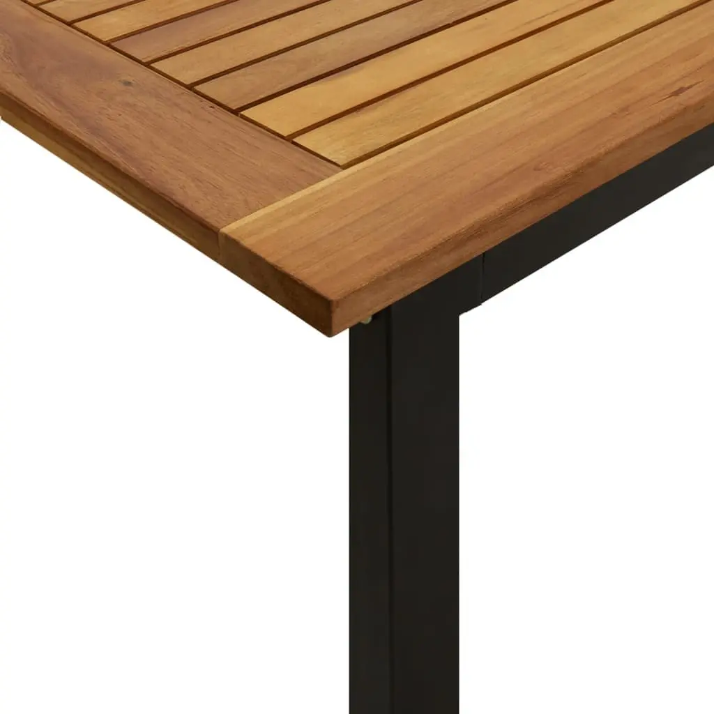 Garden Dining Table Solid Acacia Wood 180 x 90 x 75 cm Brown U-shaped Metal Legs