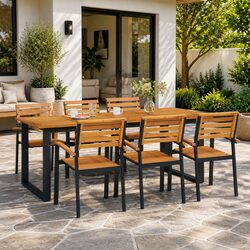 Practical Brown Acacia Wood Dining Table for Your Garden
