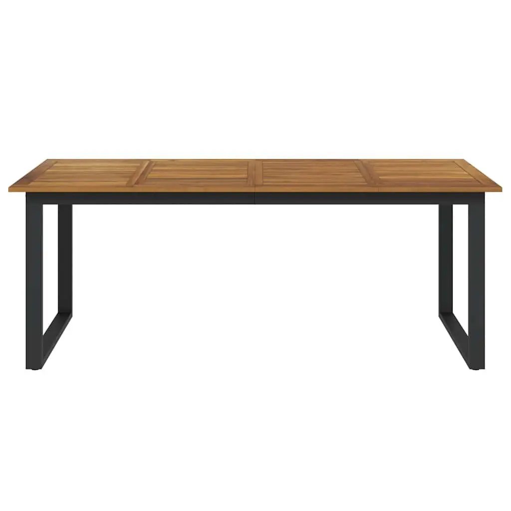 Outdoor Dining Table Solid Acacia Wood Brown U-shaped Metal Legs 200x90x75cm