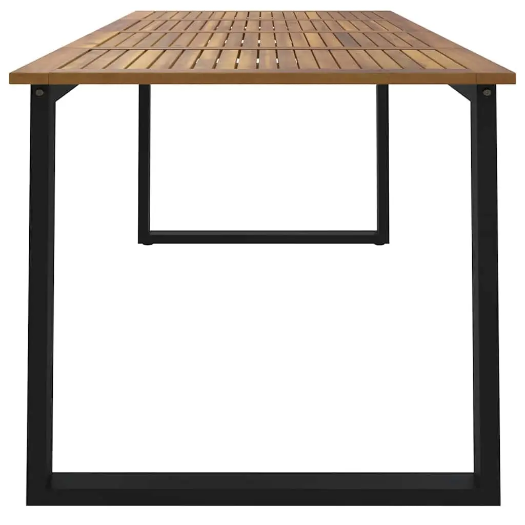 Outdoor Dining Table Solid Acacia Wood Brown U-shaped Metal Legs 200x90x75cm