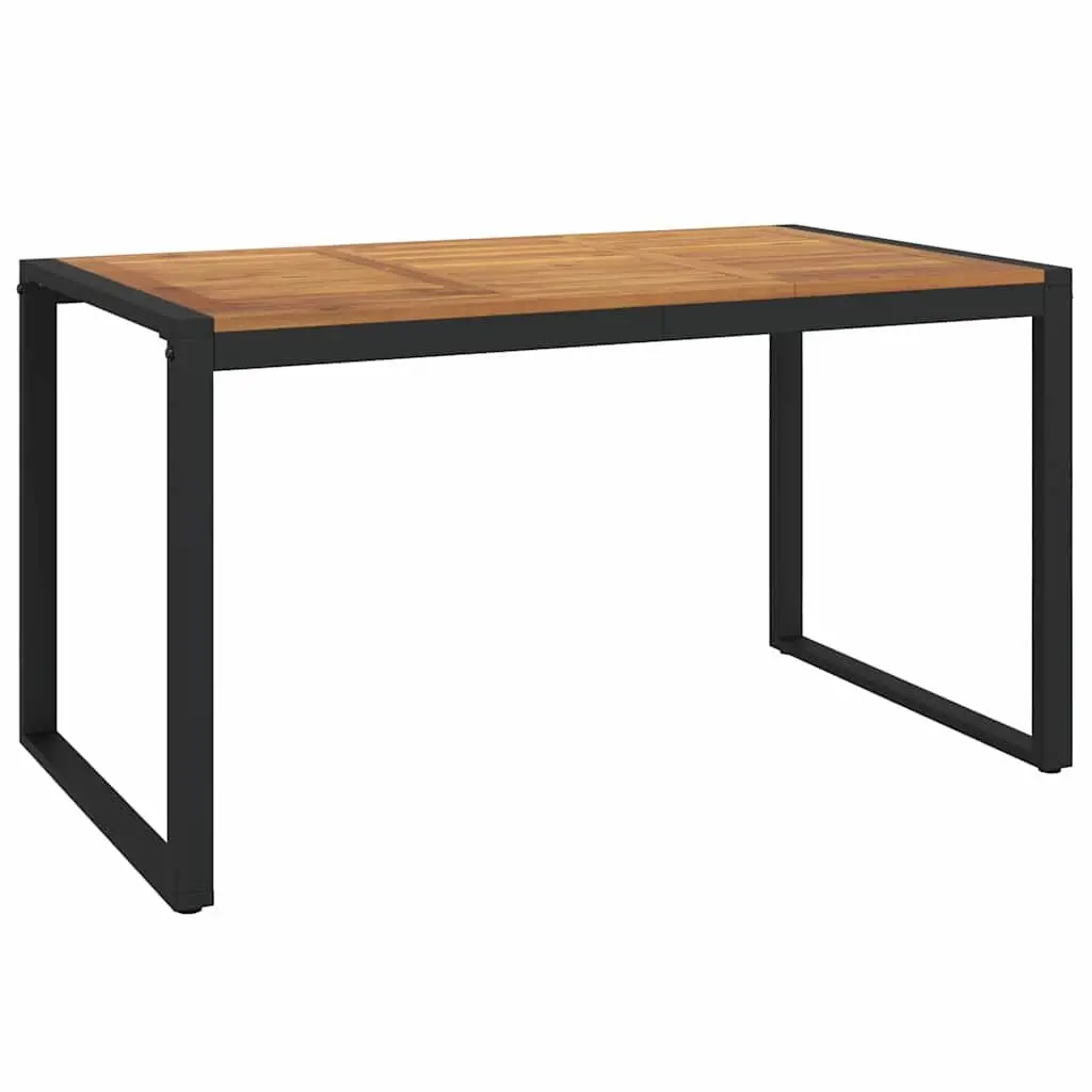 Outdoor Garden Table Solid Acacia Wood 140 x 80 x 75 cm Brown U-shaped Metal Legs