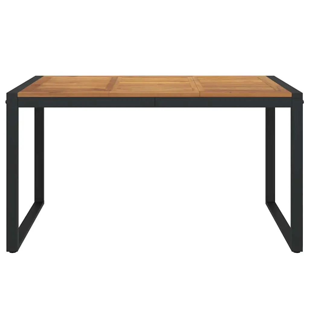 Outdoor Garden Table Solid Acacia Wood 140 x 80 x 75 cm Brown U-shaped Metal Legs
