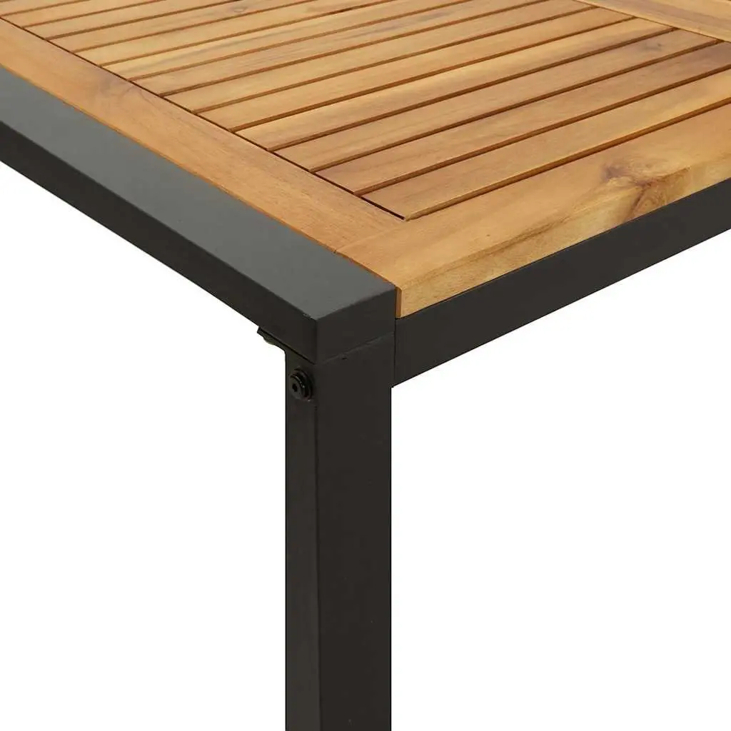 Outdoor Garden Table Solid Acacia Wood 140 x 80 x 75 cm Brown U-shaped Metal Legs