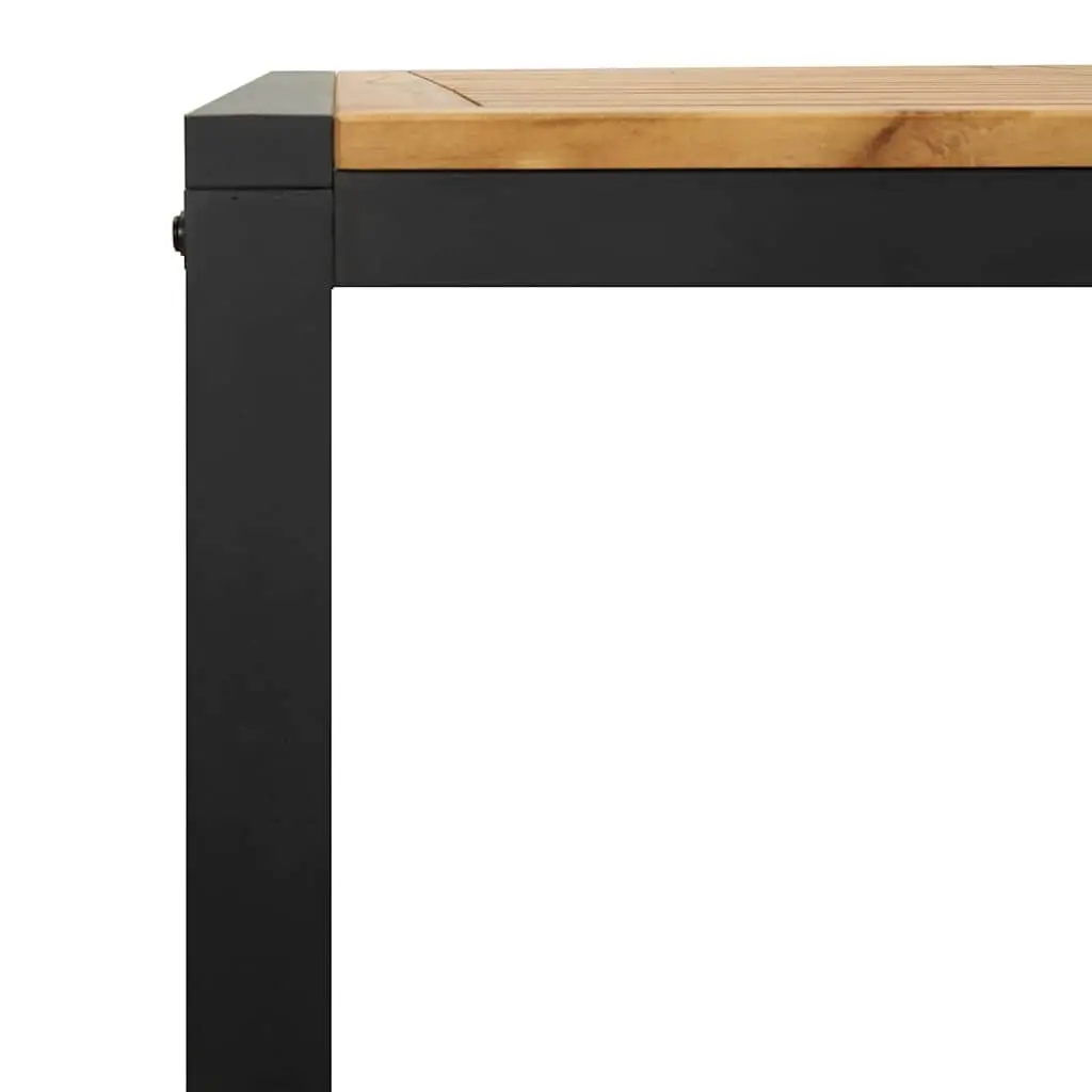 Outdoor Garden Table Solid Acacia Wood 140 x 80 x 75 cm Brown U-shaped Metal Legs