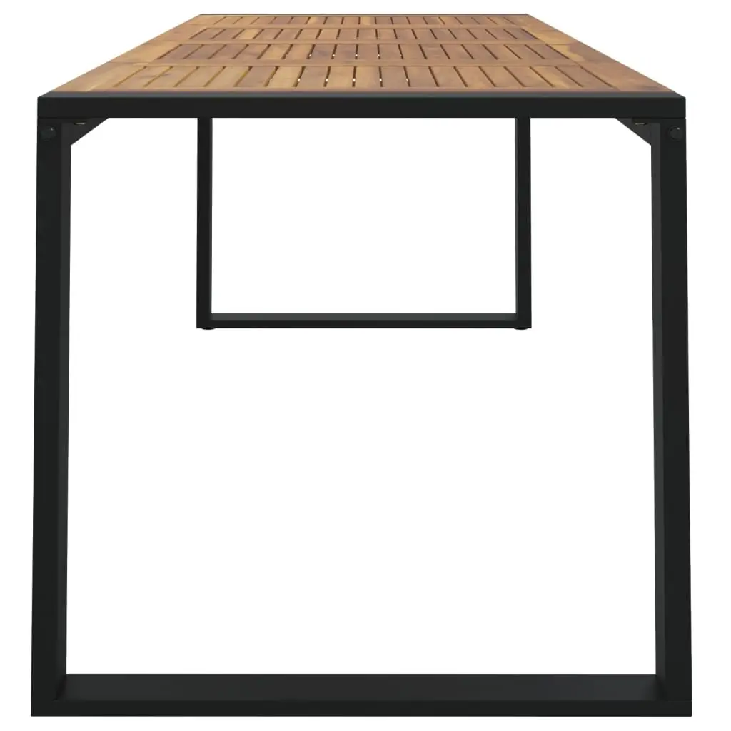 Outdoor Garden Dining Table U-Shaped Legs Brown Acacia Wood Patio Furniture