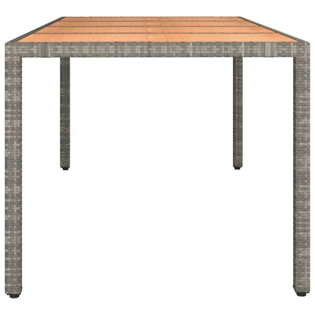 Garden Table Wooden Top Grey Poly Rattan Acacia Outdoor Patio Furniture