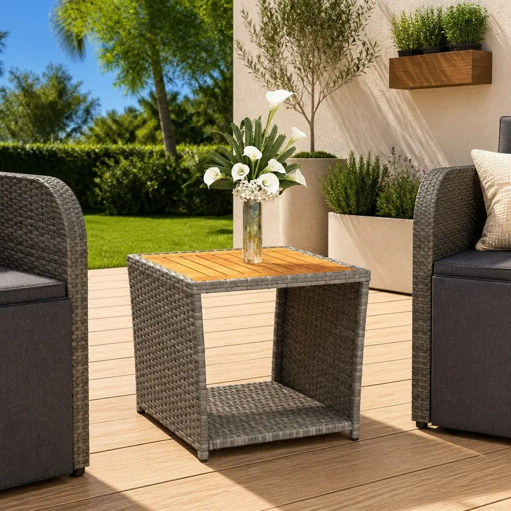 Grey Tea Table for Garden and Patio Use