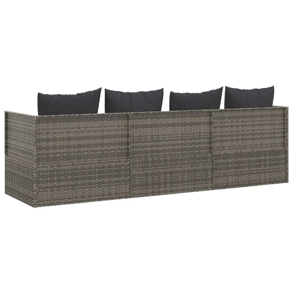 Grey Poly Rattan Adjustable Sun Lounger Outdoor Lounge Bed with Cushions Garden Furniture