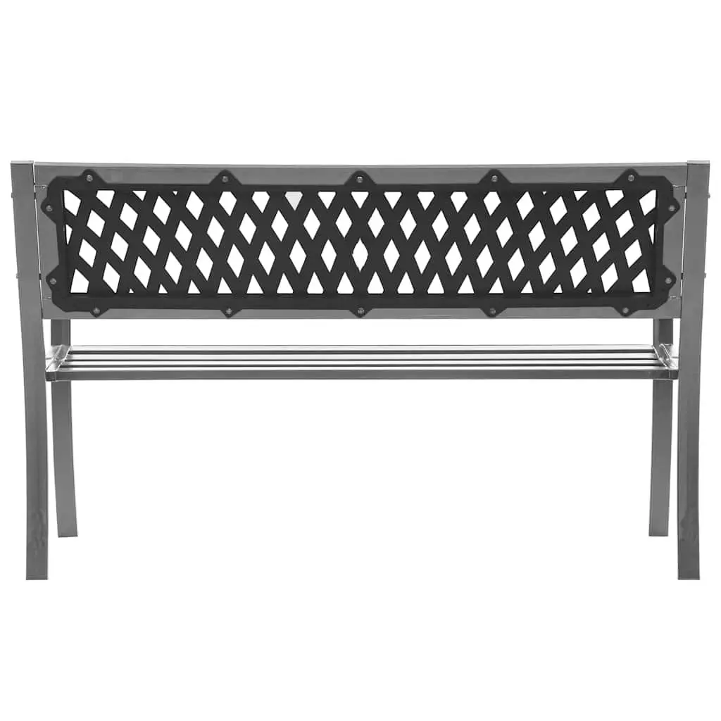 Garden Bench Steel Frame 120cm Black Outdoor Seating Patio Furniture