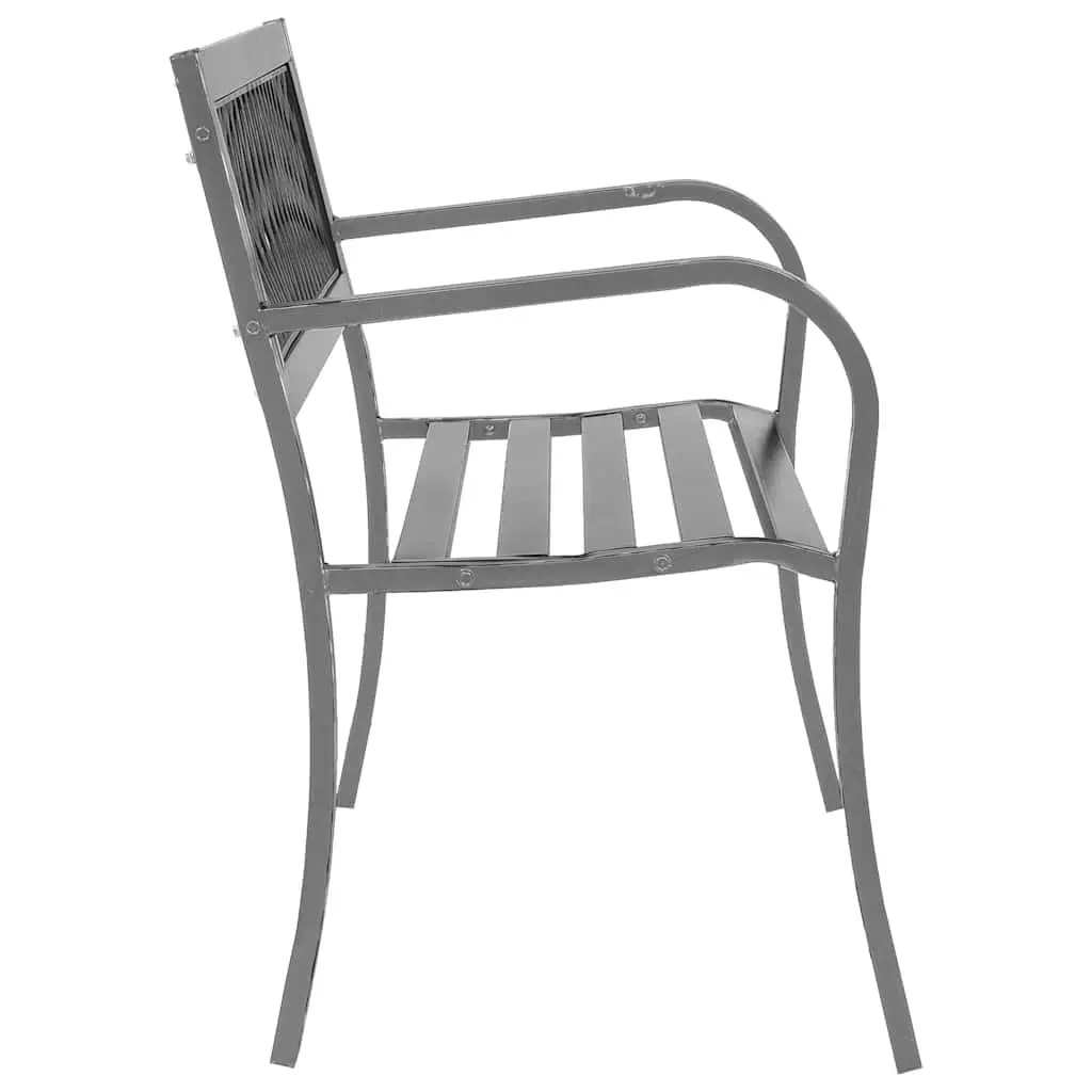 Garden Bench Steel Frame 120cm Black Outdoor Seating Patio Furniture