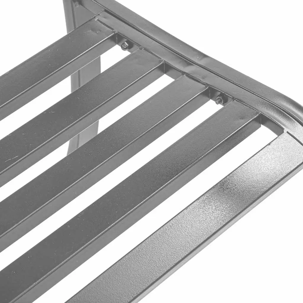 Garden Bench Steel Frame 120cm Black Outdoor Seating Patio Furniture