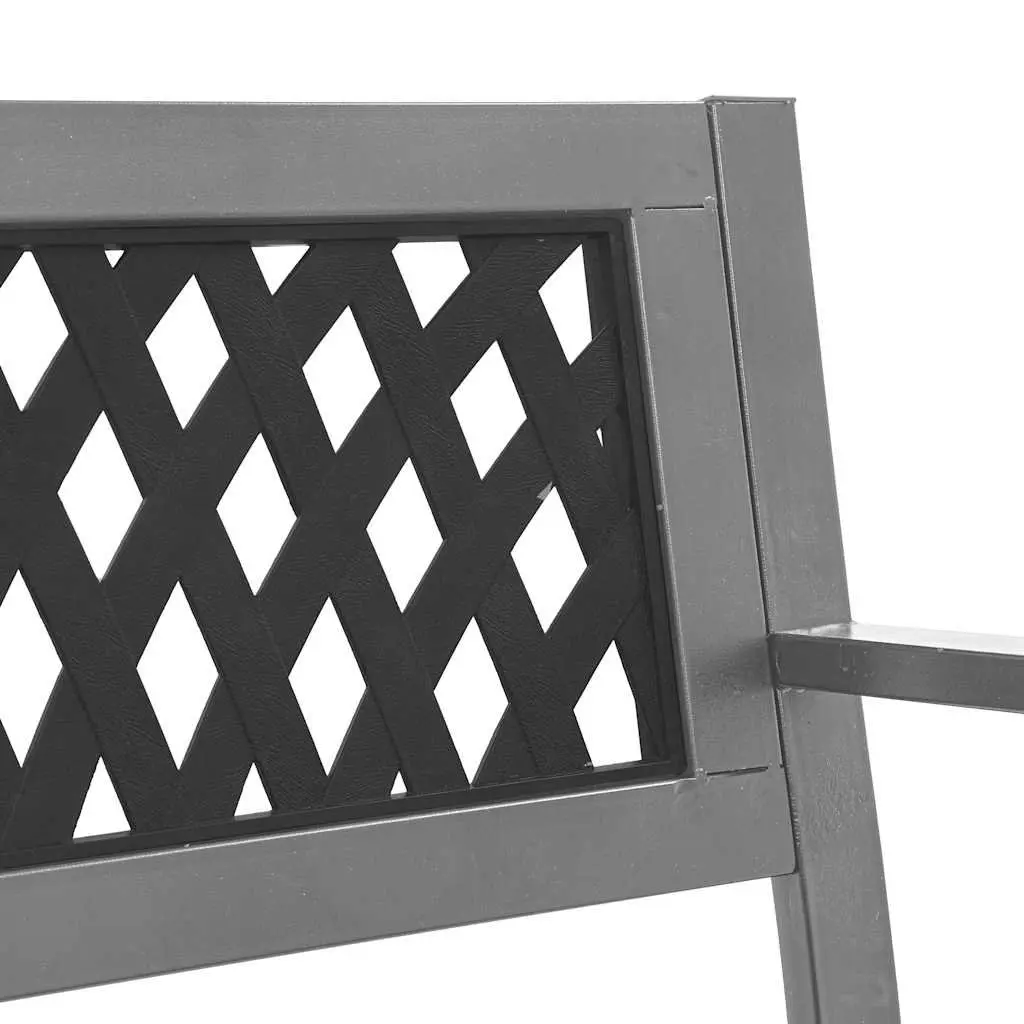 Garden Bench Steel Frame 120cm Black Outdoor Seating Patio Furniture