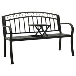 Versatile 120cm Black Bench with Table for Your Garden