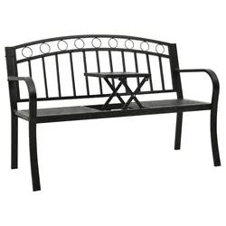 Versatile 120cm Black Bench with Table for Your Garden