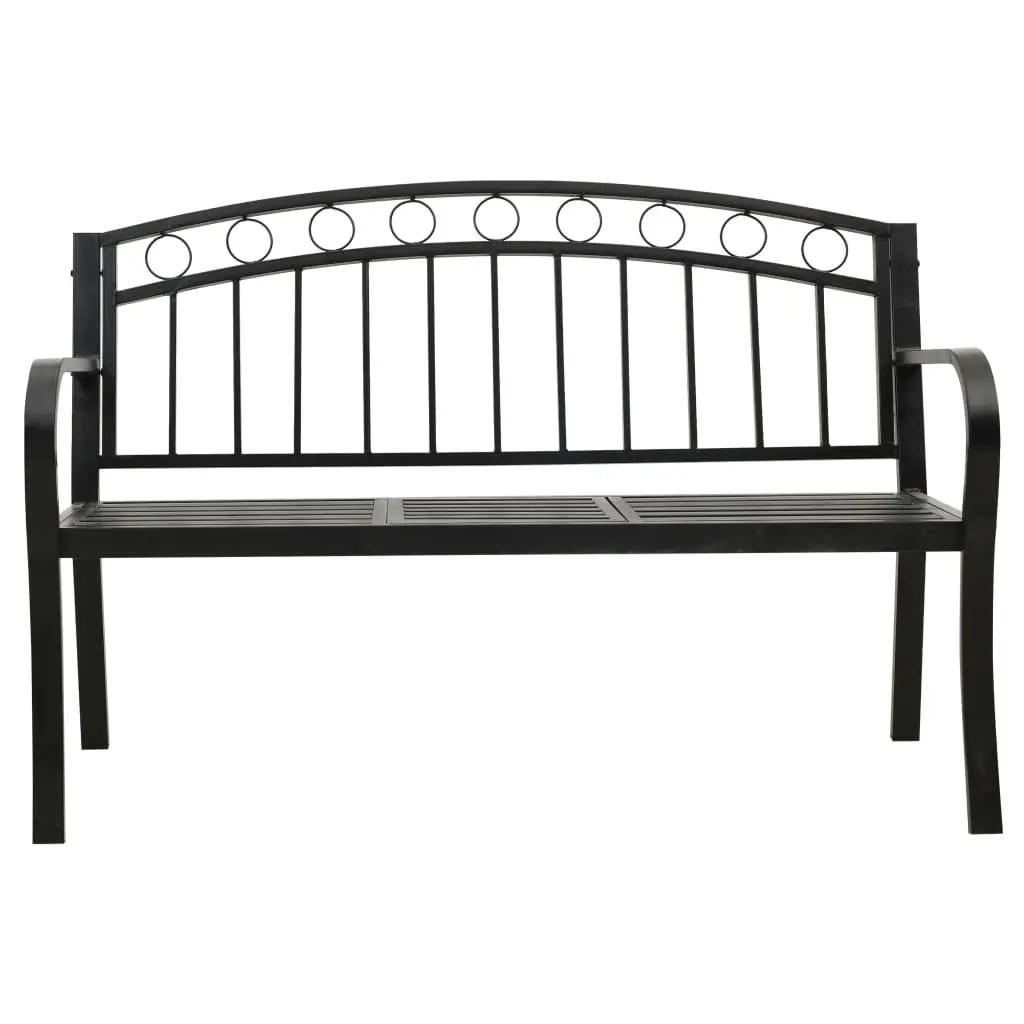 Garden Bench with Table Powder-coated Steel 120cm Black Outdoor Seating