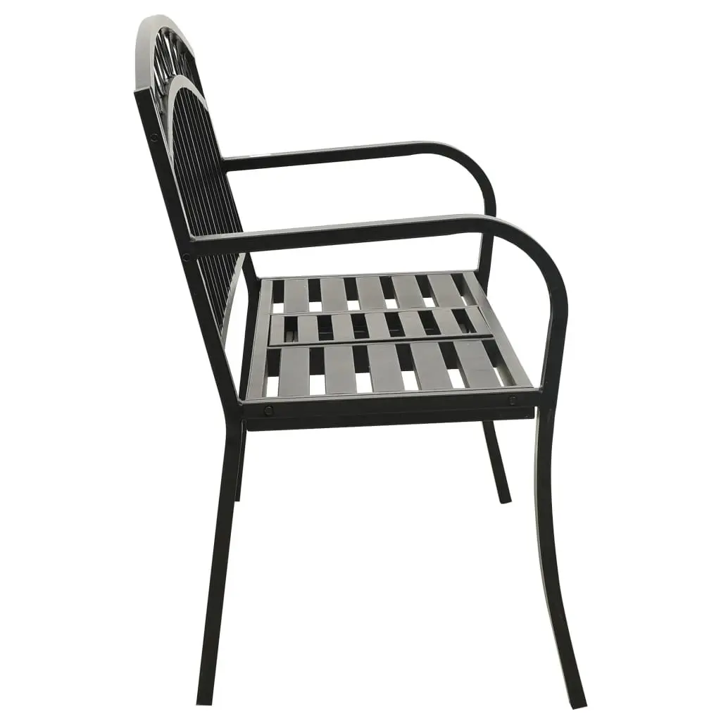 Garden Bench with Table Powder-coated Steel 120cm Black Outdoor Seating