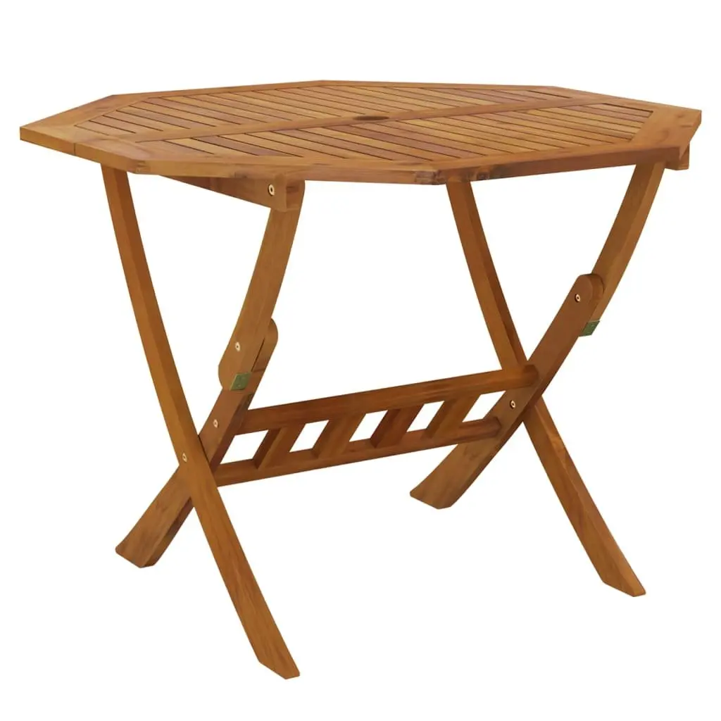 Folding Garden Table Solid Acacia Wood 90x75cm Brown Outdoor Patio Dining Furniture