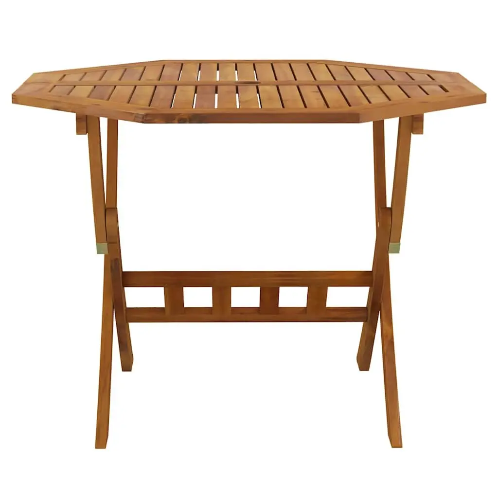 Folding Garden Table Solid Acacia Wood 90x75cm Brown Outdoor Patio Dining Furniture
