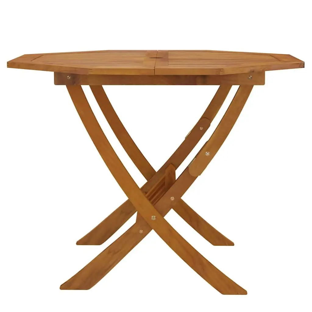 Folding Garden Table Solid Acacia Wood 90x75cm Brown Outdoor Patio Dining Furniture