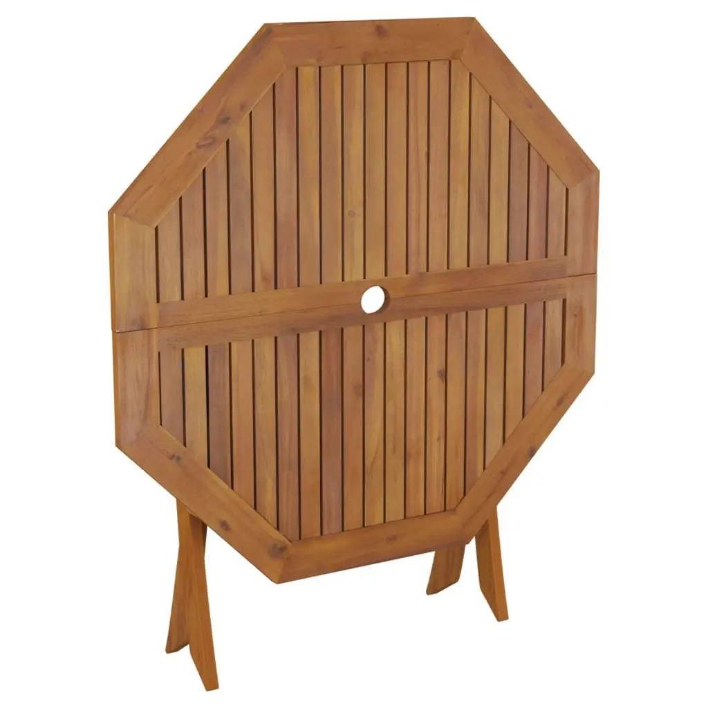 Folding Garden Table Solid Acacia Wood 90x75cm Brown Outdoor Patio Dining Furniture