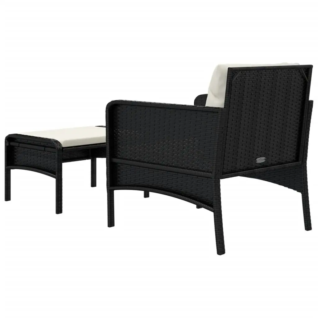 Garden Lounge Set 2 Piece Outdoor Furniture Black Poly Rattan with Cushions
