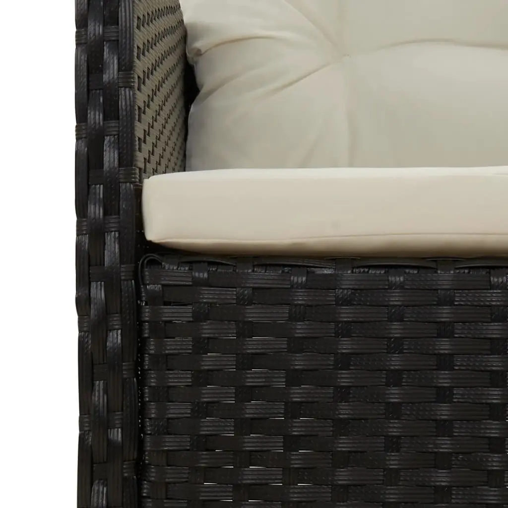 Garden Lounge Set 2 Piece Outdoor Furniture Black Poly Rattan with Cushions