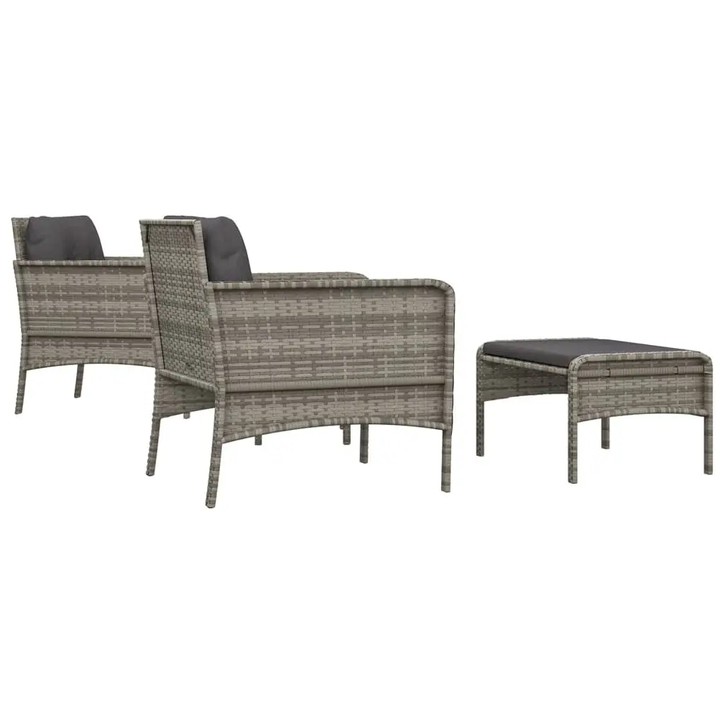 5 Piece Outdoor Lounge Set Poly Rattan Grey with Cushions Coffee Table and Stool