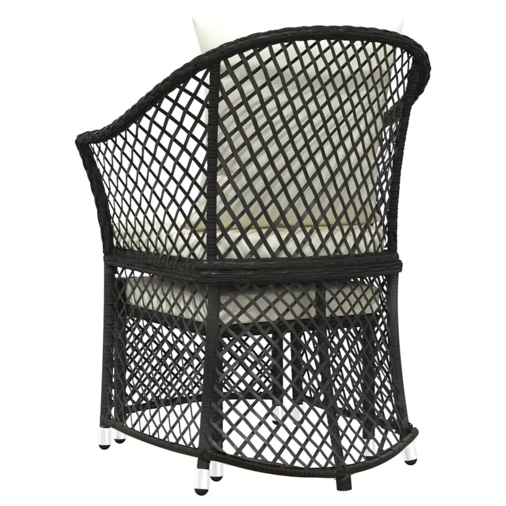 2 Piece Outdoor Lounge Set Black Poly Rattan with Cushions Garden Furniture