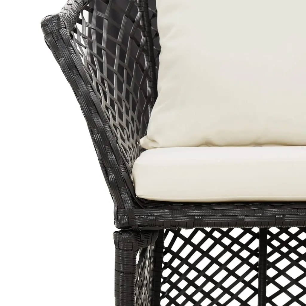 2 Piece Outdoor Lounge Set Black Poly Rattan with Cushions Garden Furniture