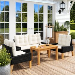 Functional 4-Piece Black Garden Lounge Set for Relaxation
