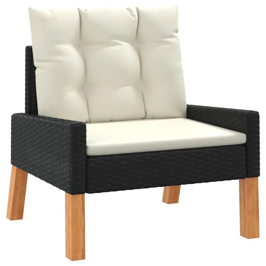 Garden Lounge Set Poly Rattan 4 Piece Outdoor Furniture Black with Cushions