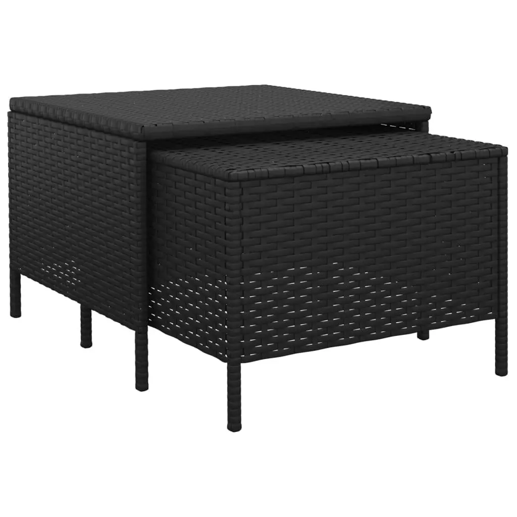 4 Piece Garden Lounge Set Poly Rattan Steel Frame Black with Cushions