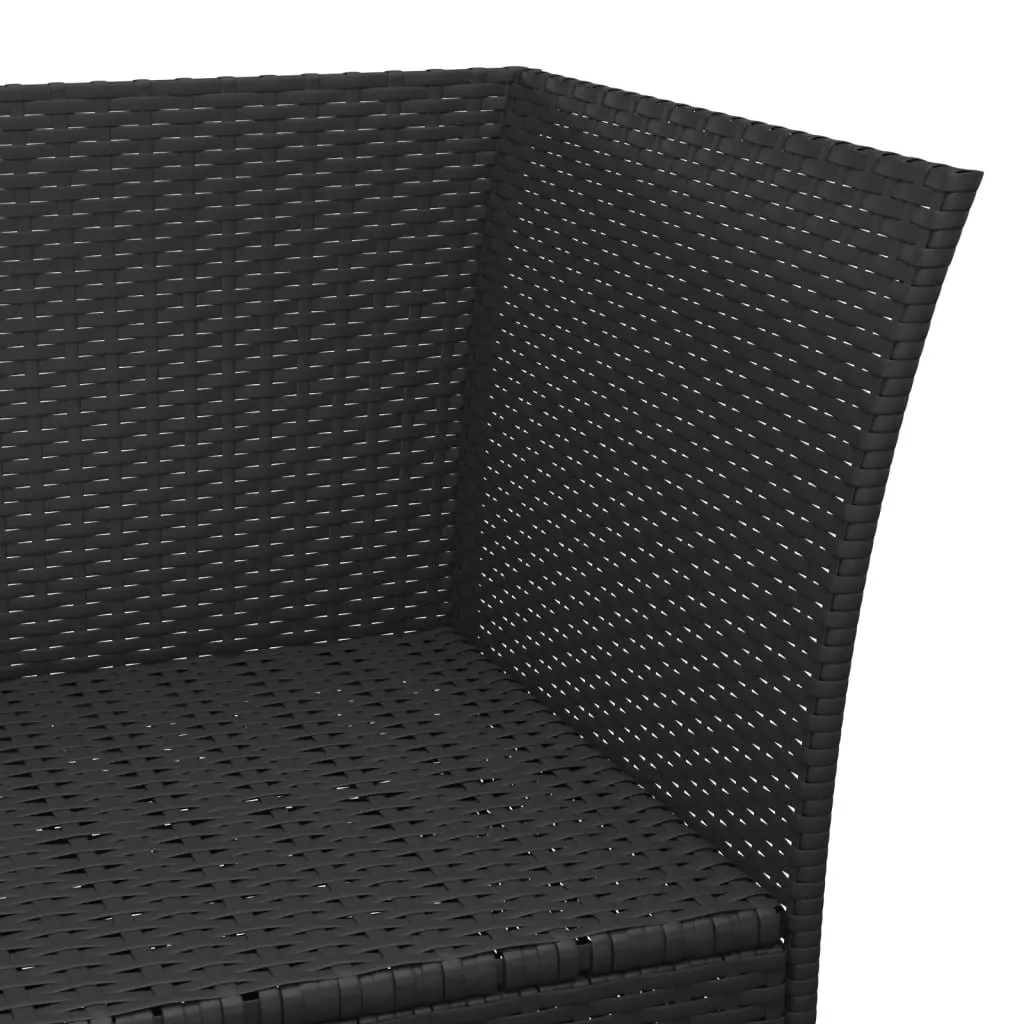 4 Piece Garden Lounge Set Poly Rattan Steel Frame Black with Cushions