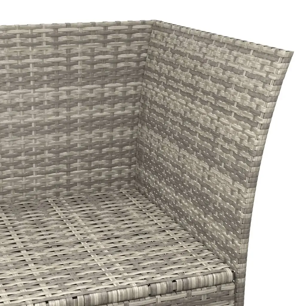 4 Piece Garden Lounge Set Grey Poly Rattan Sofa with Cushions and Integrated Storage