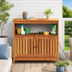 Practical Acacia Wood Console Table for Garden Use