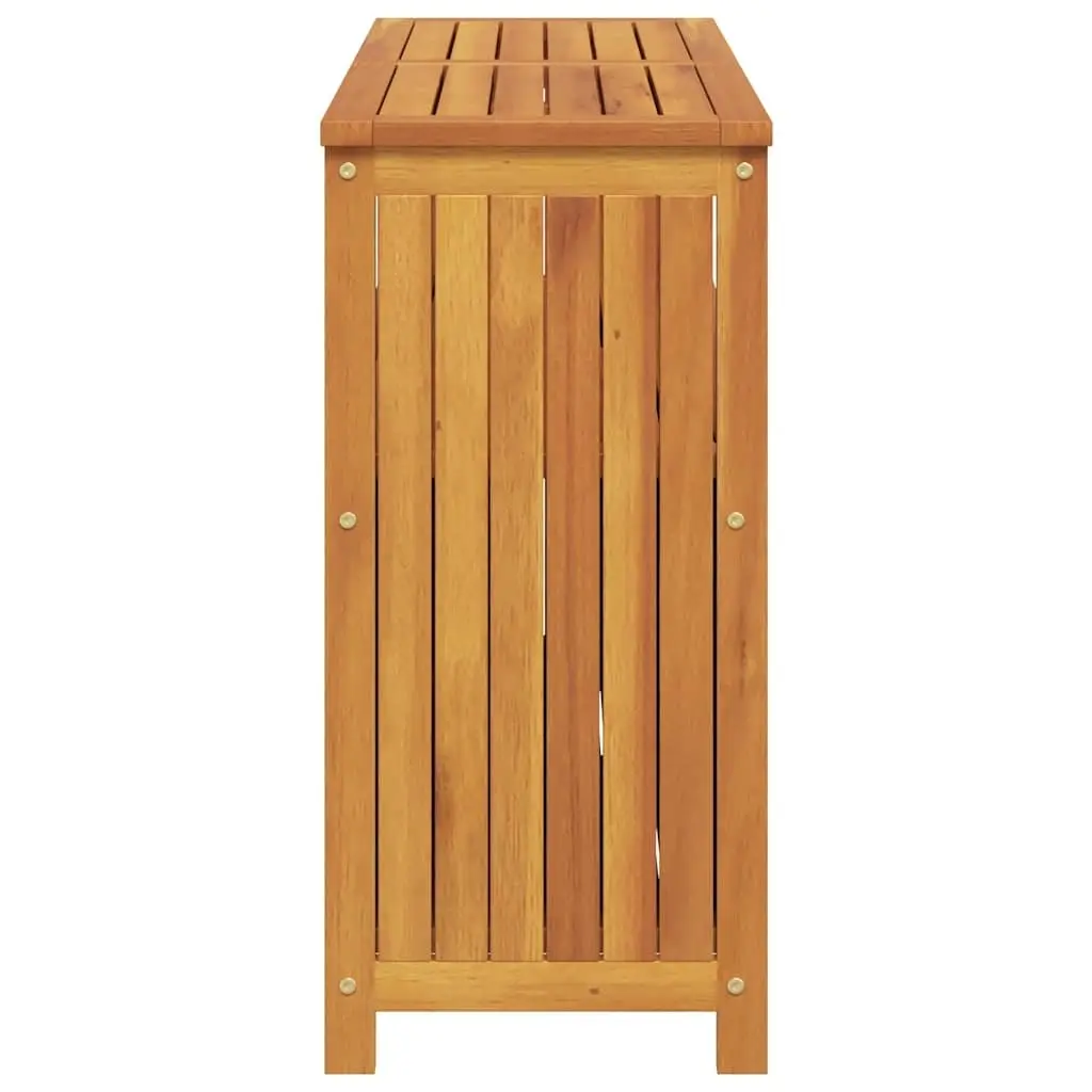 Outdoor Console Table Solid Acacia Wood Brown 110x35x75cm with Shelf and Compartment for Storage