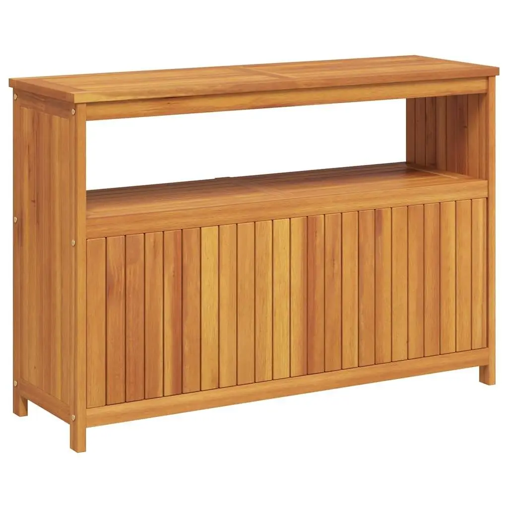 Outdoor Console Table Solid Acacia Wood Brown 110x35x75cm with Shelf and Compartment for Storage