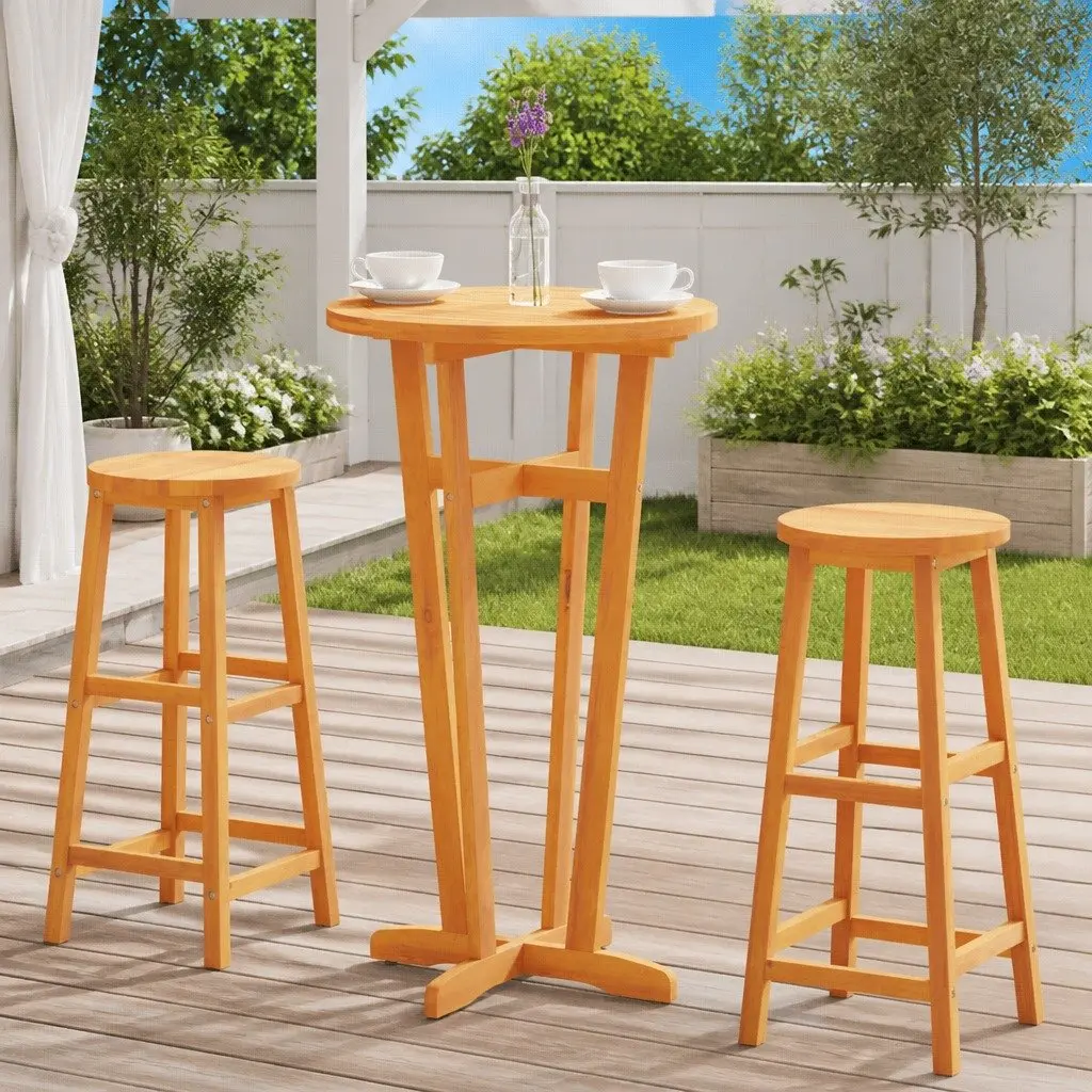 Outdoor Bistro Bar Table Brown Solid Acacia Wood High Top Ø60cm 105cm