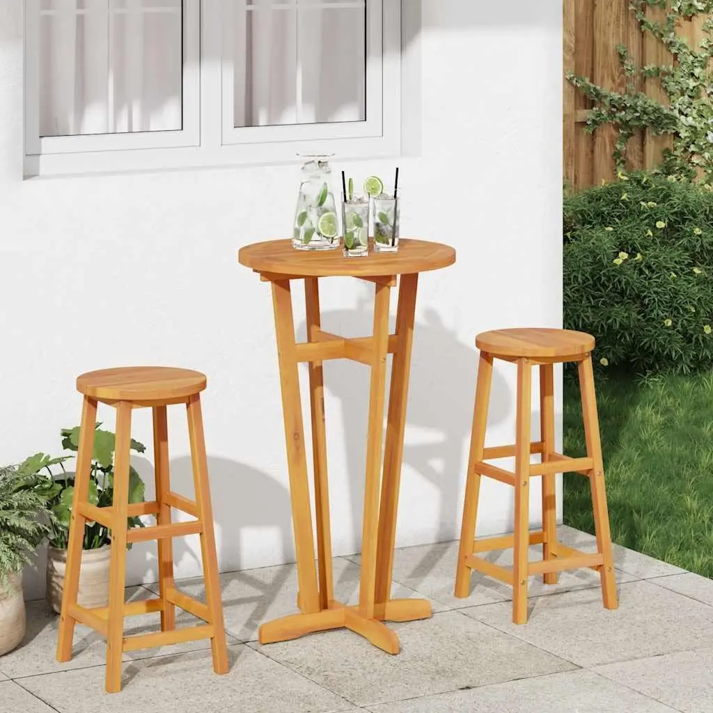 Outdoor Bistro Bar Table Brown Solid Acacia Wood High Top Ø60cm 105cm