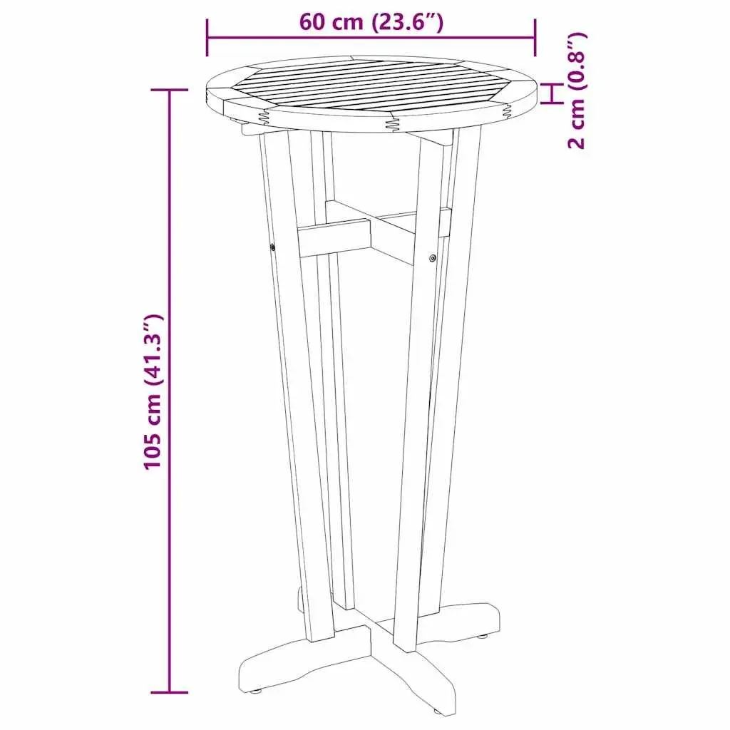 Outdoor Bistro Bar Table Brown Solid Acacia Wood High Top Ø60cm 105cm