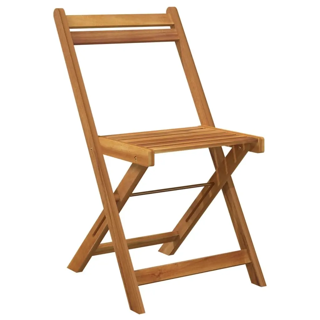 3 Piece Folding Bistro Set Solid Acacia Wood Outdoor Garden Dining Furniture