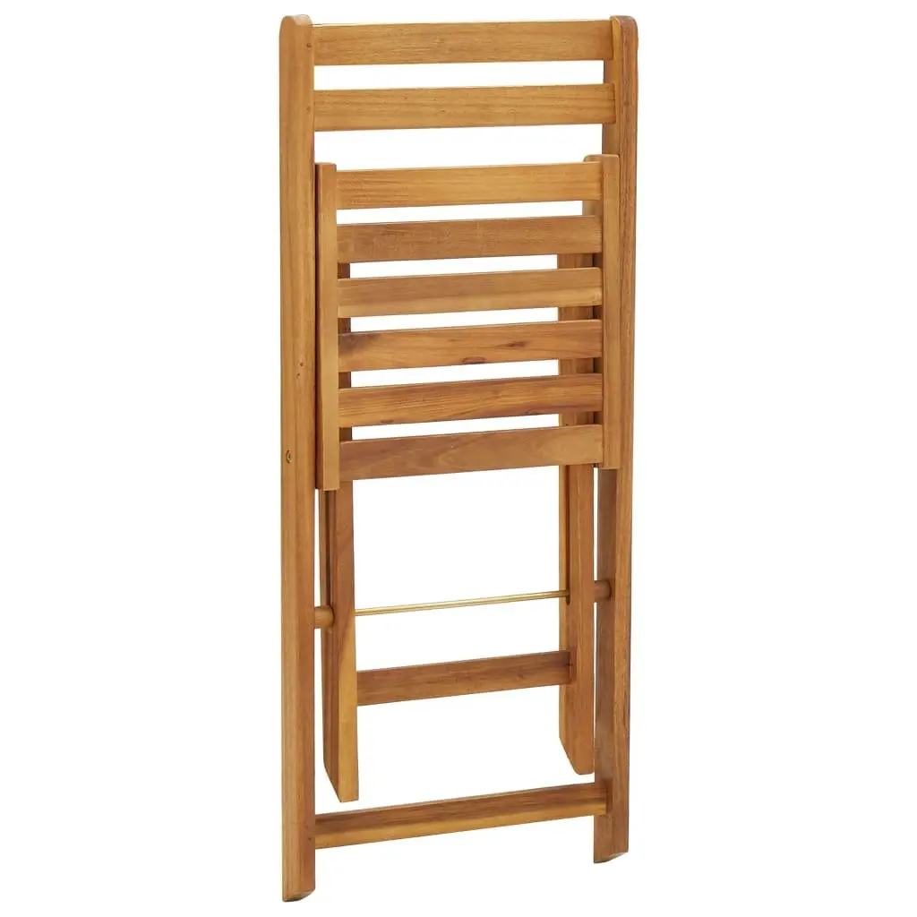 3 Piece Folding Bistro Set Solid Acacia Wood Outdoor Garden Dining Furniture