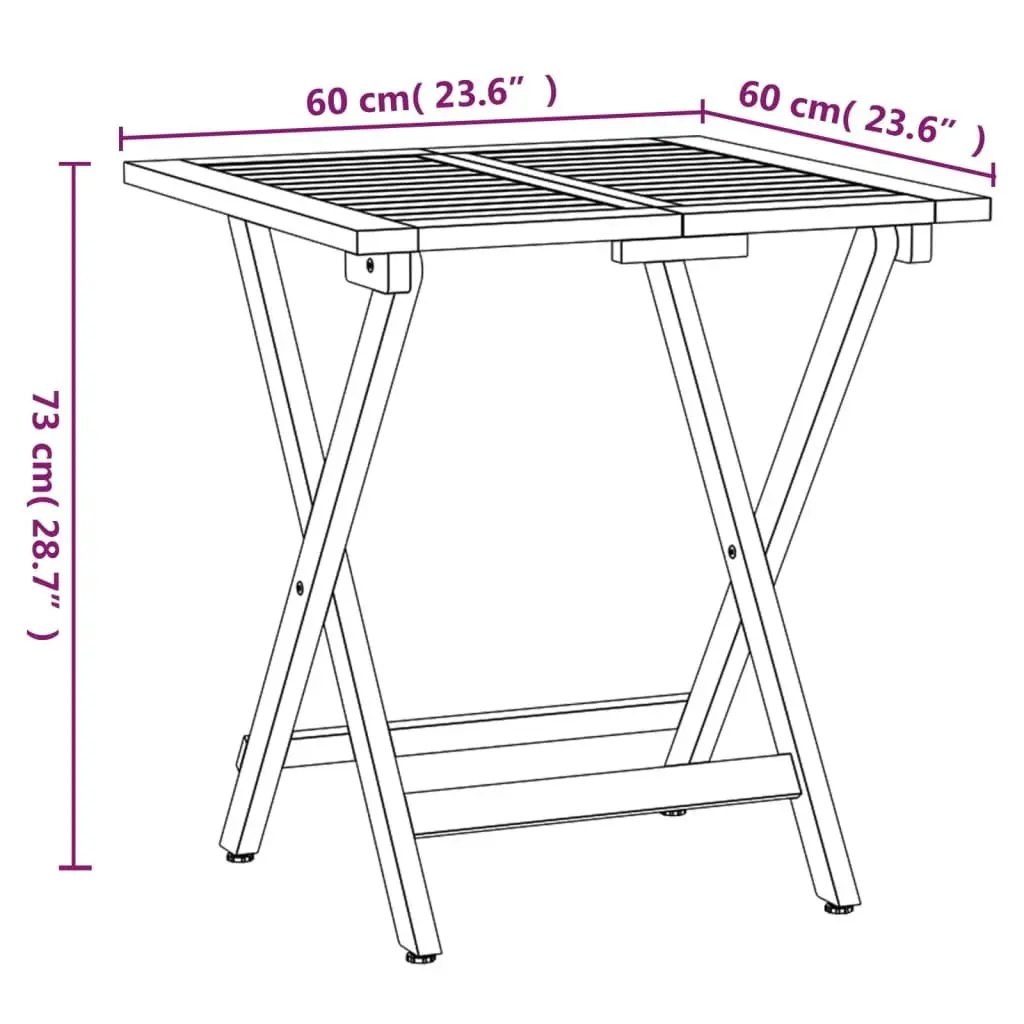 3 Piece Folding Bistro Set Solid Acacia Wood Outdoor Garden Dining Furniture