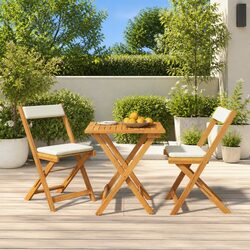 3 Piece Folding Bistro Set Garden Dining Furniture Solid Wood Acacia with