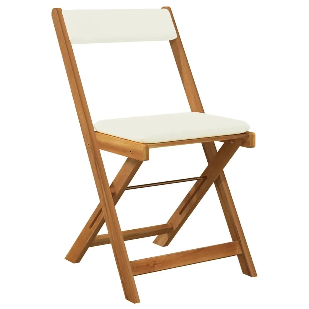 3 Piece Bistro Set Solid Acacia Wood Outdoor Dining Furniture Brown Folding Garden Chairs and Table