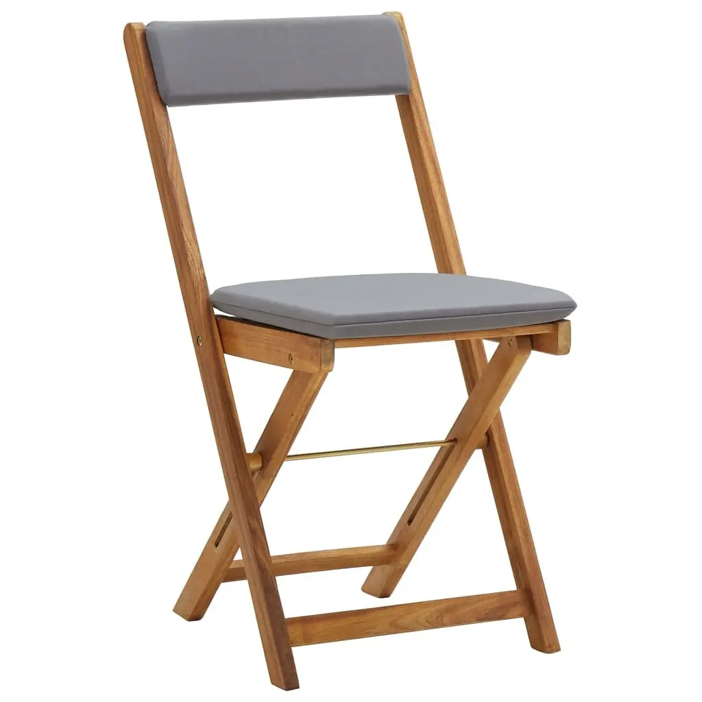 3 Piece Folding Bistro Set Solid Acacia Wood Brown Outdoor Garden Dining Furniture
