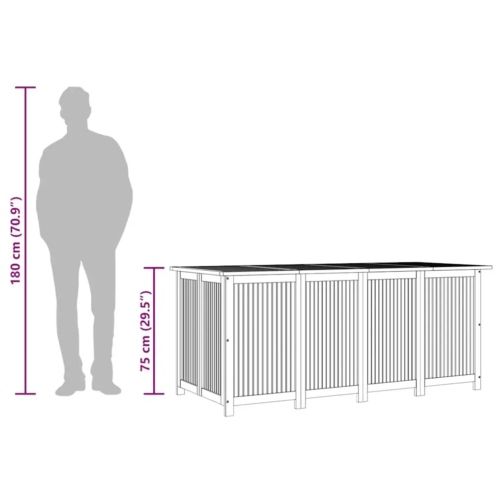 Outdoor Garden Storage Box 200x80x75cm Brown Wooden Deck Bench Seat