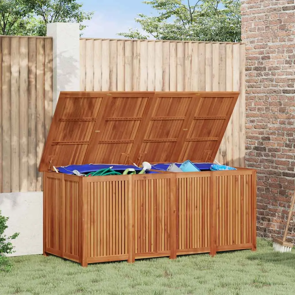 Outdoor Garden Storage Box 200x80x75cm Brown Wooden Deck Bench Seat
