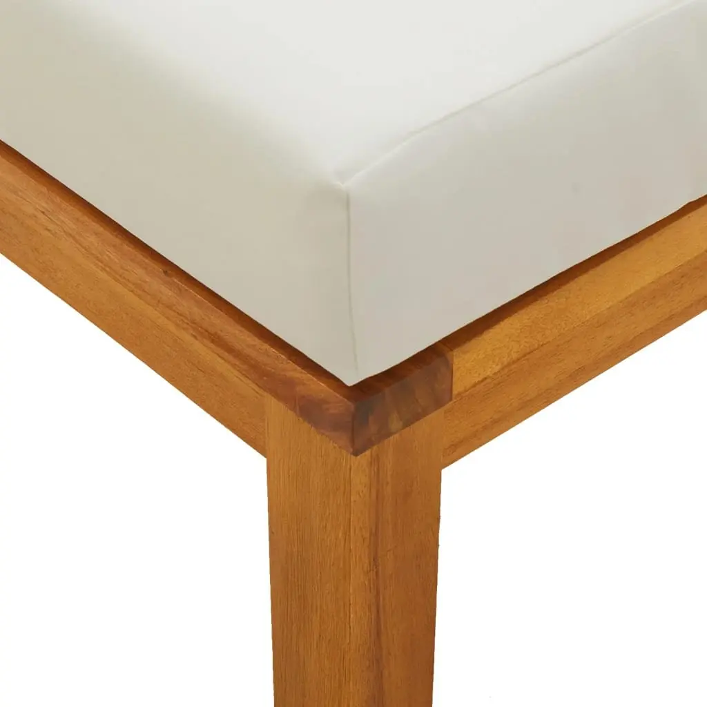 Garden Stools Acacia Wood Cream Cushions Outdoor Foot Rests 2 Piece Set